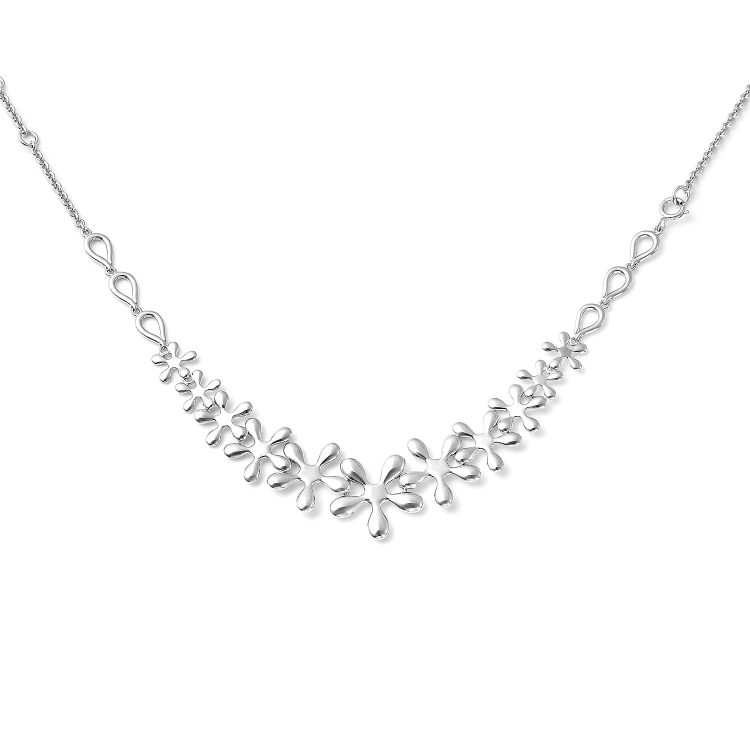 LucyQ Multi Splash Collection - 5 in 1 Rhodium Overlay Sterling Silver Bracelet or (Necklace Size - 20)