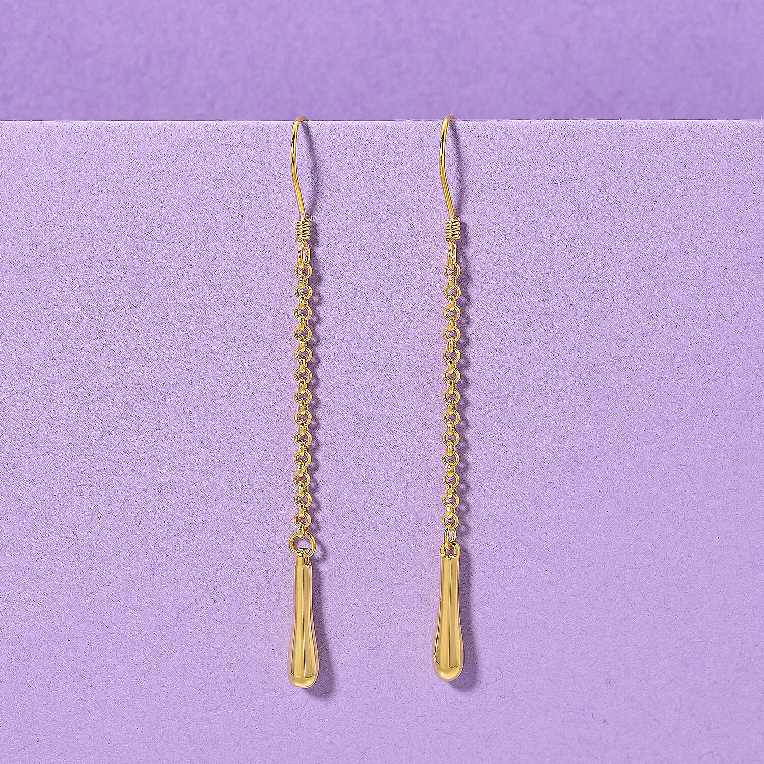 LucyQ Short Single Drip Earrings with Hook in 18K Vermeil Yellow Gold Plated Sterling Silver