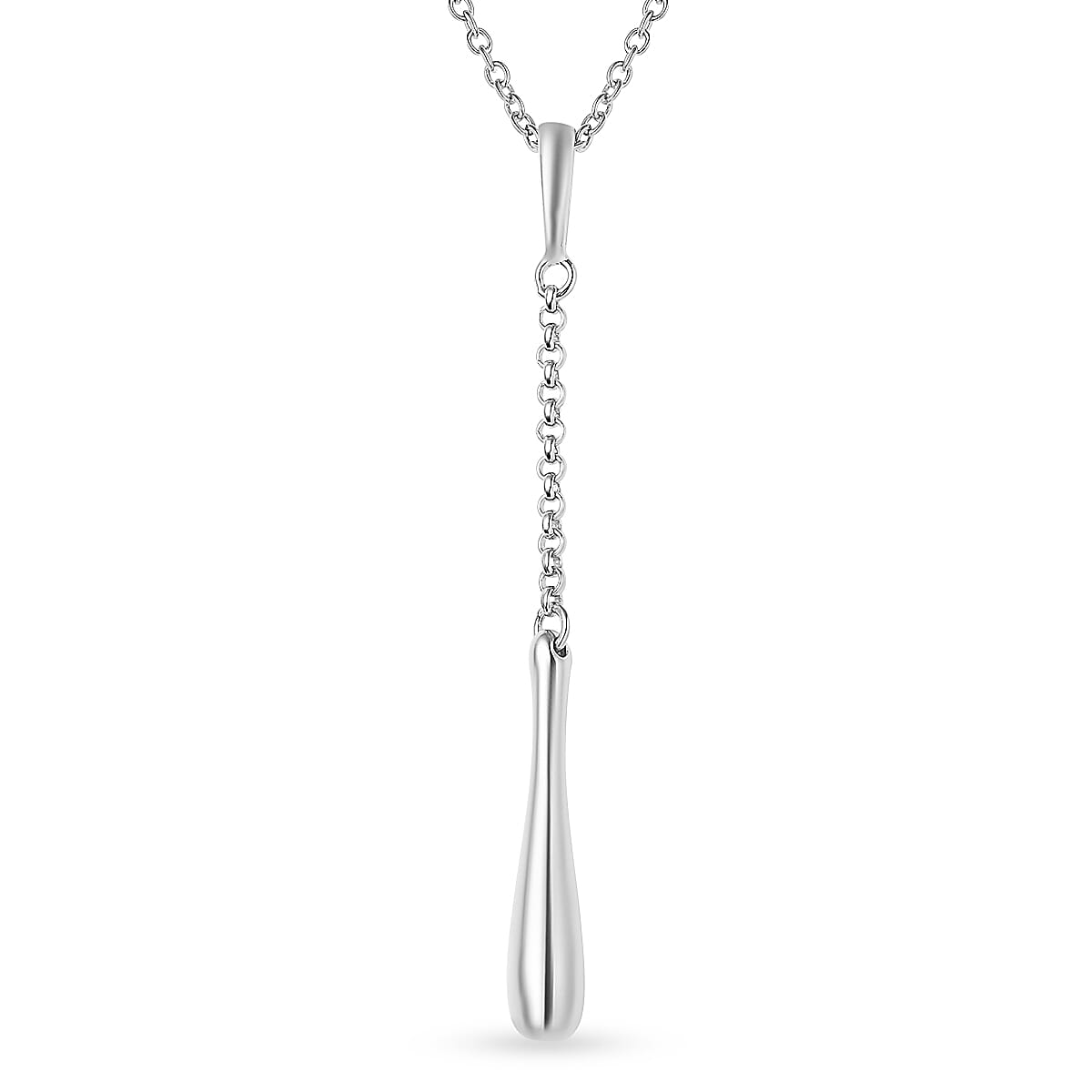 Lucy Q Drip Collection - Pendant with Chain (Size 18 with 2 inch Extender) with Lobster Clasp in Rhodium Overlay Sterling Silver