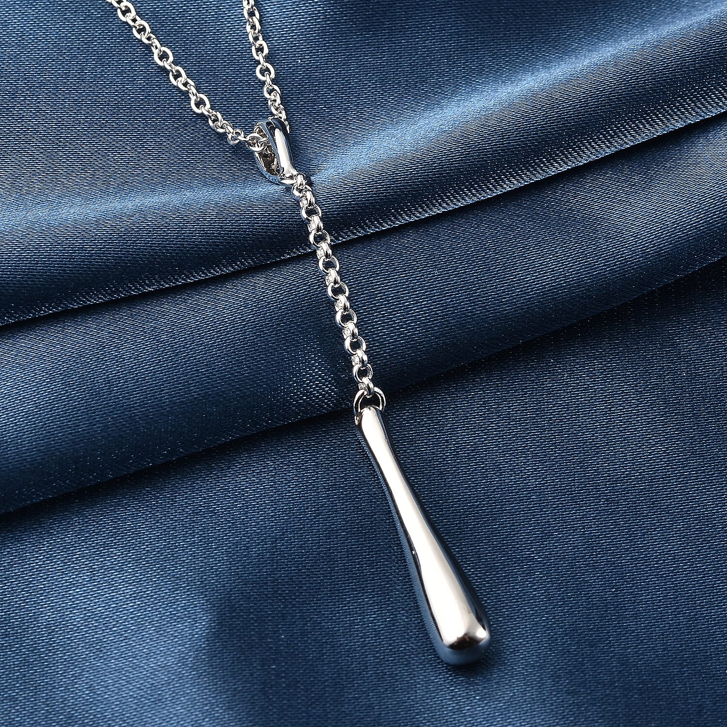 Lucy Q Drip Collection - Pendant with Chain (Size 18 with 2 inch Extender) with Lobster Clasp in Rhodium Overlay Sterling Silver