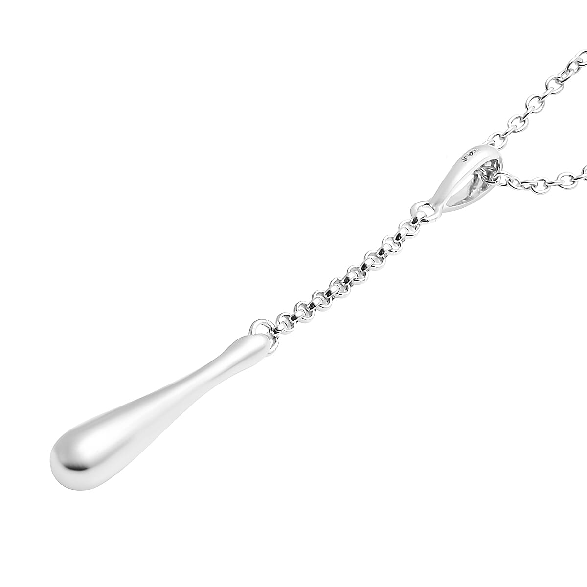 Lucy Q Drip Collection - Pendant with Chain (Size 18 with 2 inch Extender) with Lobster Clasp in Rhodium Overlay Sterling Silver