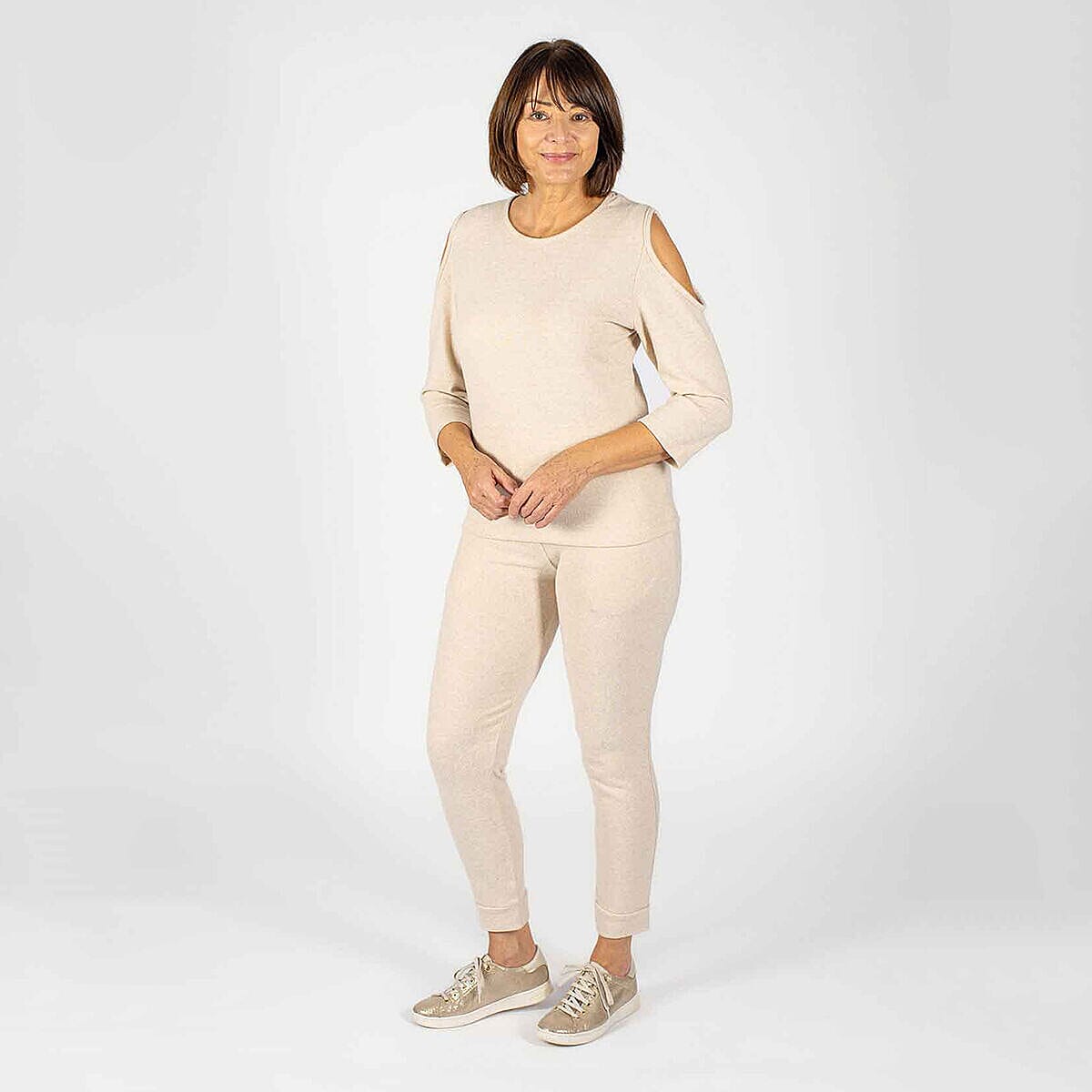 TAMSY Cold Shoulder Top - Beige