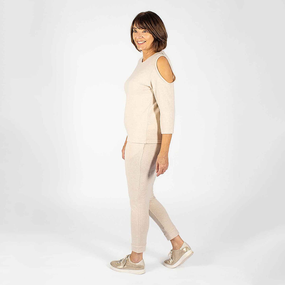 TAMSY Cold Shoulder Top - Beige