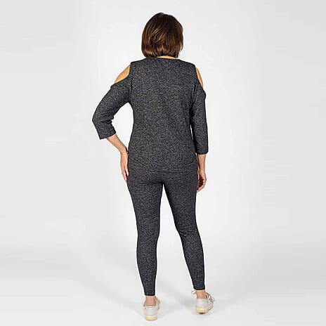 TAMSY Cold Shoulder Top (Size L, 16-18) - Charcoal