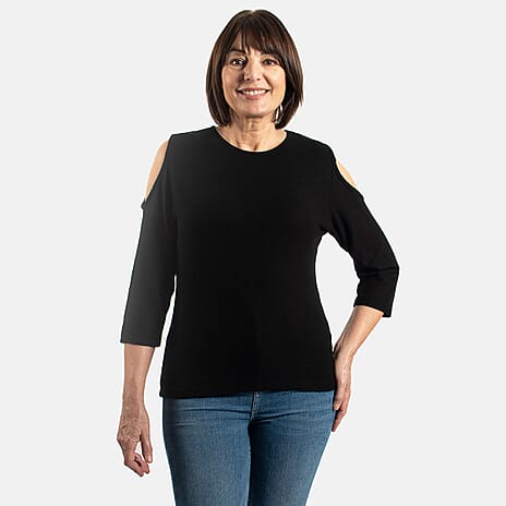 TAMSY Cold Shoulder Top (Size L, 16-18) - Black