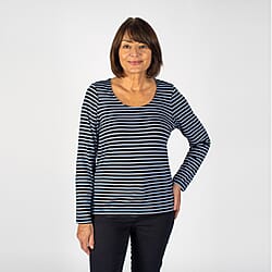 TAMSY Full Sleeves Striped Top - Red & White