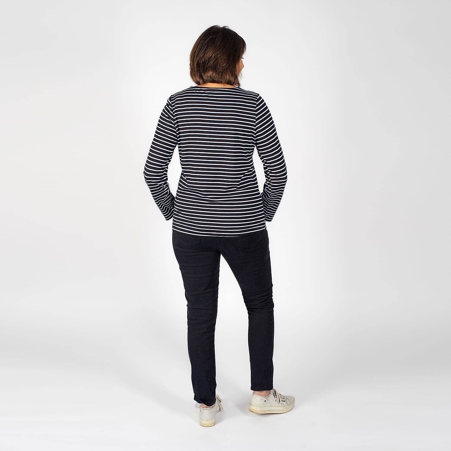 TAMSY Full Sleeves Striped Top - Red & White