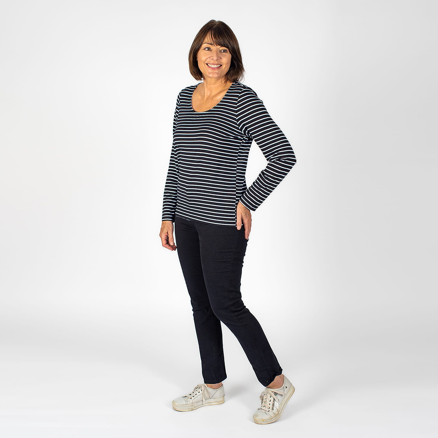 TAMSY Full Sleeves Striped Top - Red & White