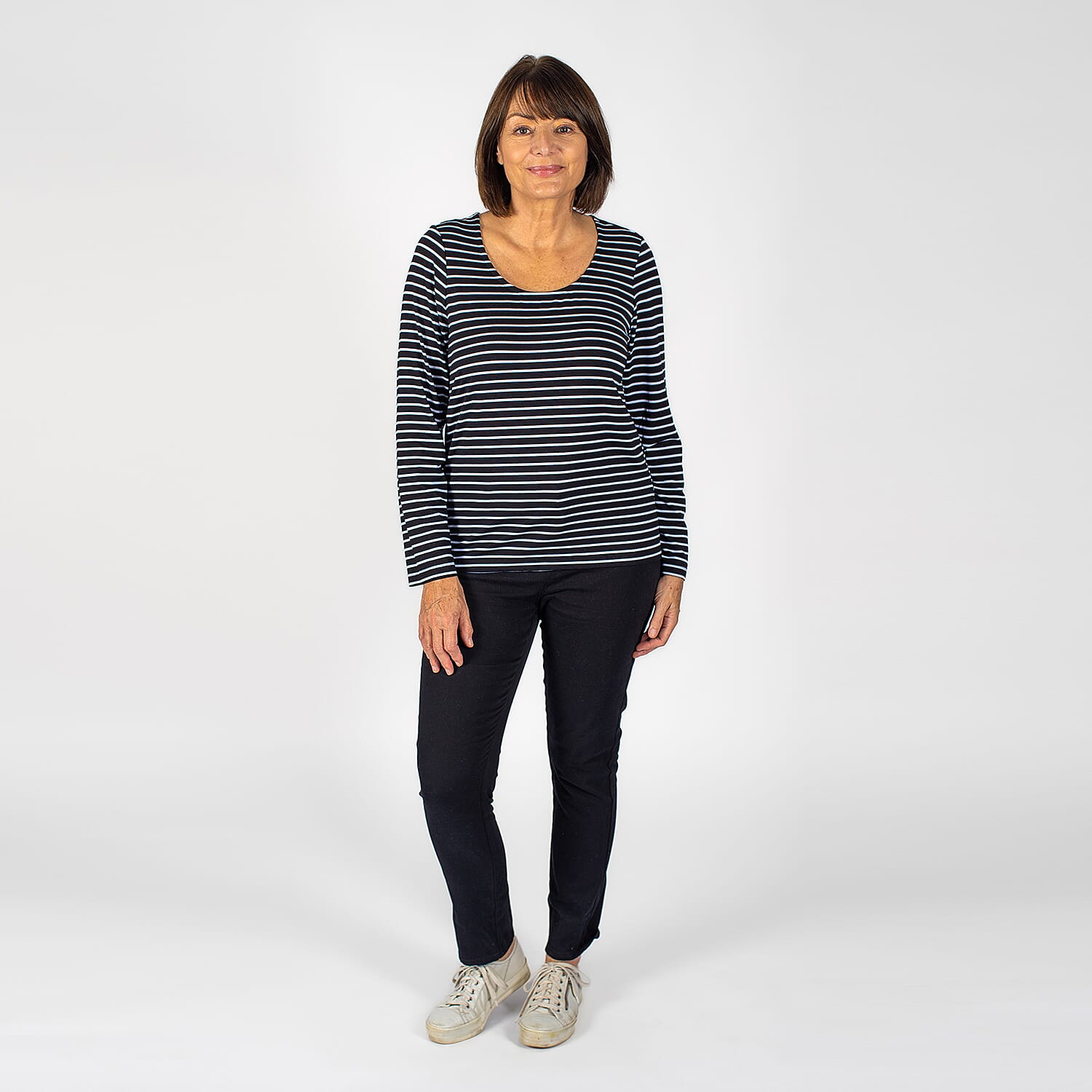 TAMSY Full Sleeves Striped Top - Red & White