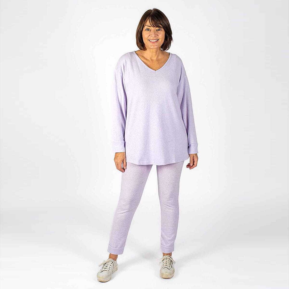 TAMSY Loose V-Neck Top - Lilac