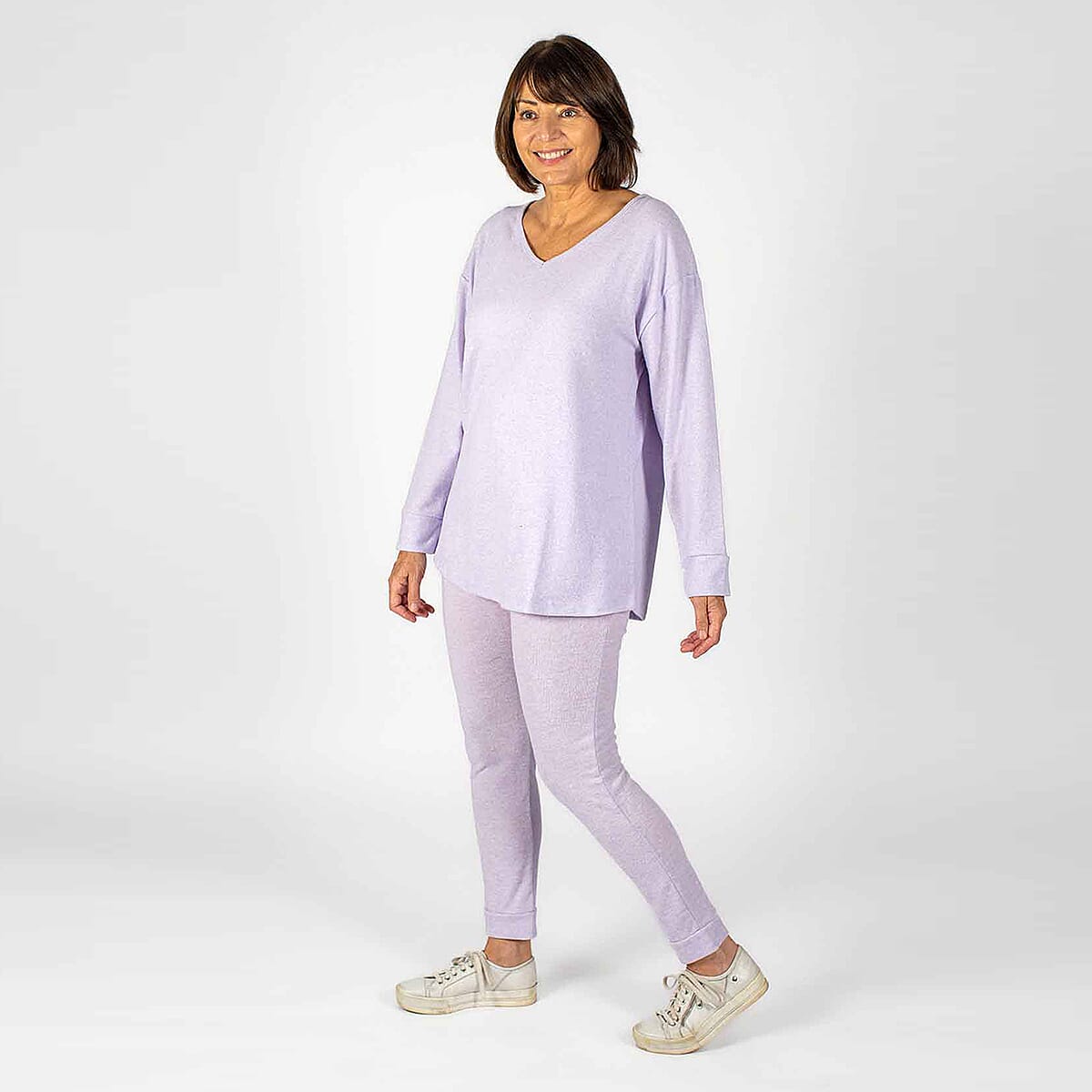 TAMSY Loose V-Neck Top - Lilac