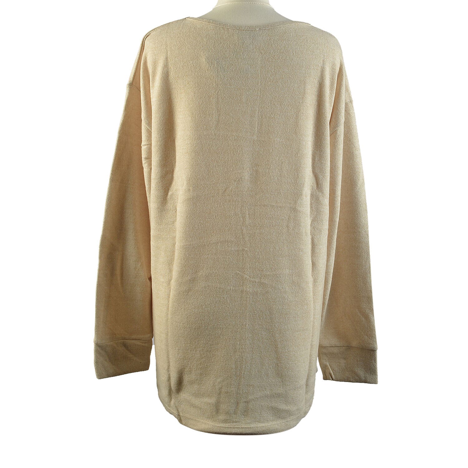 TAMSY Loose V-Neck Top (Size M, 12-14) - Beige