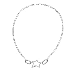 Carabiner Necklace Screw Lock Clasp with Paper Clip Chain Necklace in Sterling Silver