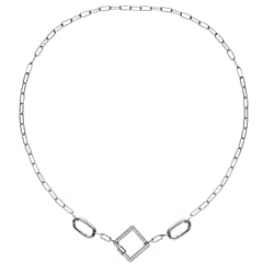 Carabiner Necklace Screw Lock Clasp with Paper Clip Chain Necklace in Sterling Silver