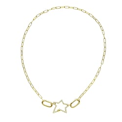 Carabiner Necklace Screw Lock Clasp with Paper Clip Chain Necklace in Sterling Silver