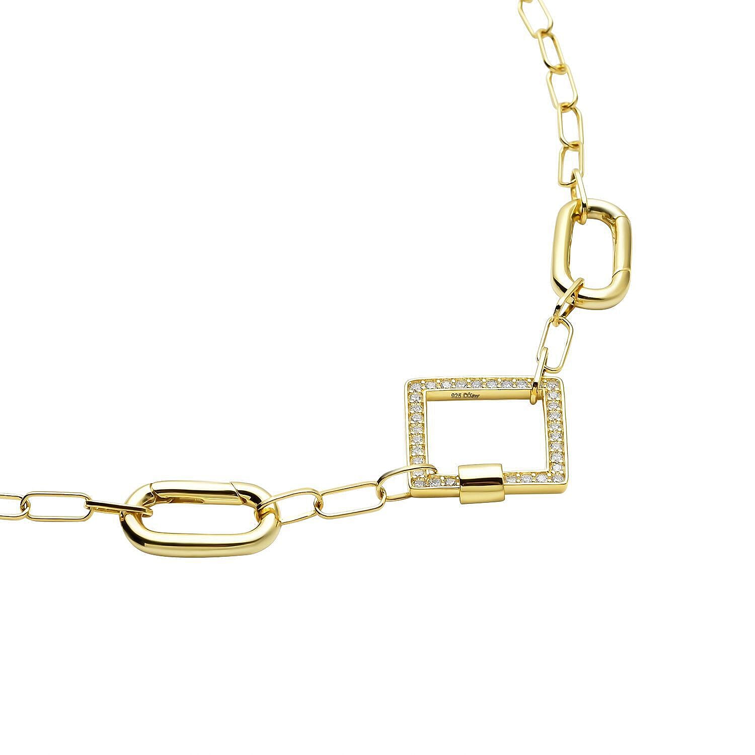 Paperclip Necklace (Size - 18) in Yellow Gold Overlay Sterling Silver