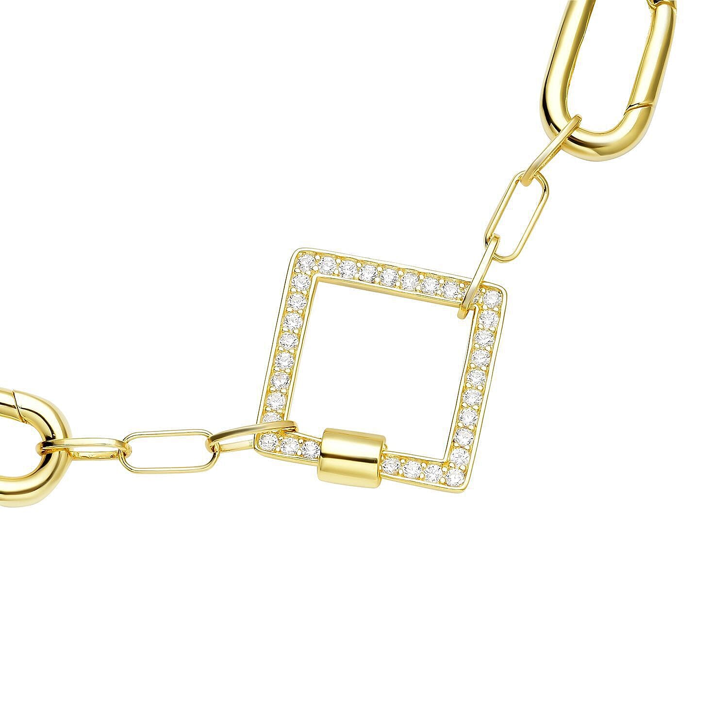 Paperclip Necklace (Size - 18) in Yellow Gold Overlay Sterling Silver