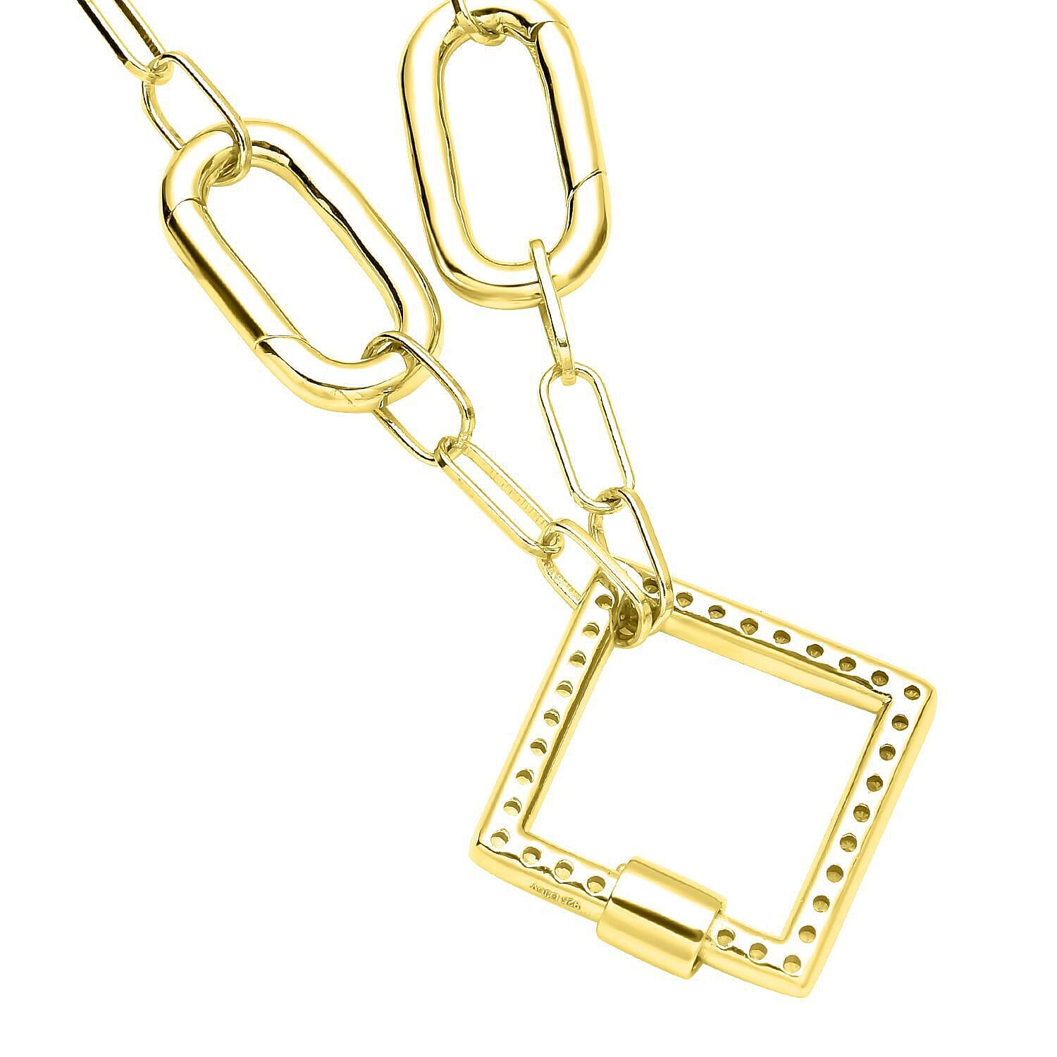 Paperclip Necklace (Size - 18) in Yellow Gold Overlay Sterling Silver