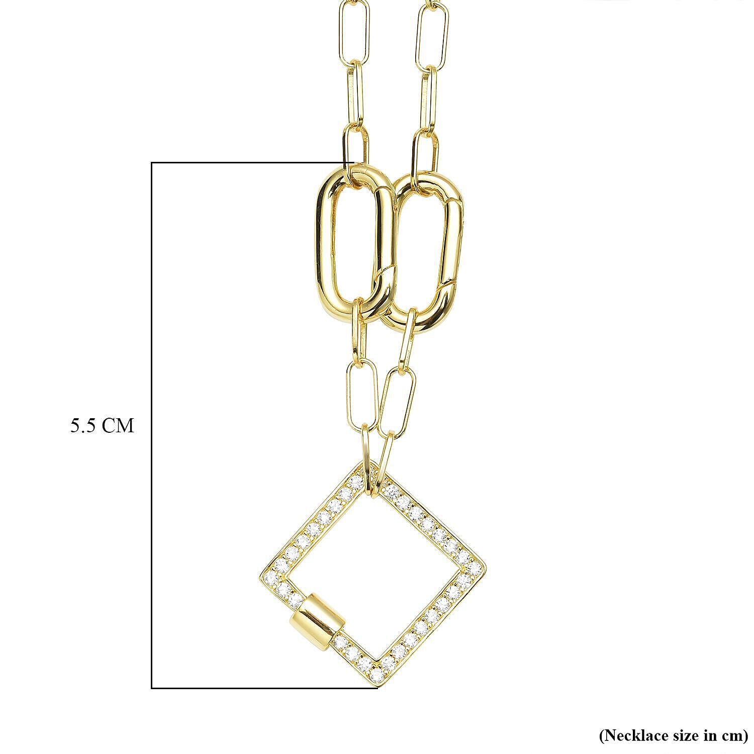 Paperclip Necklace (Size - 18) in Yellow Gold Overlay Sterling Silver