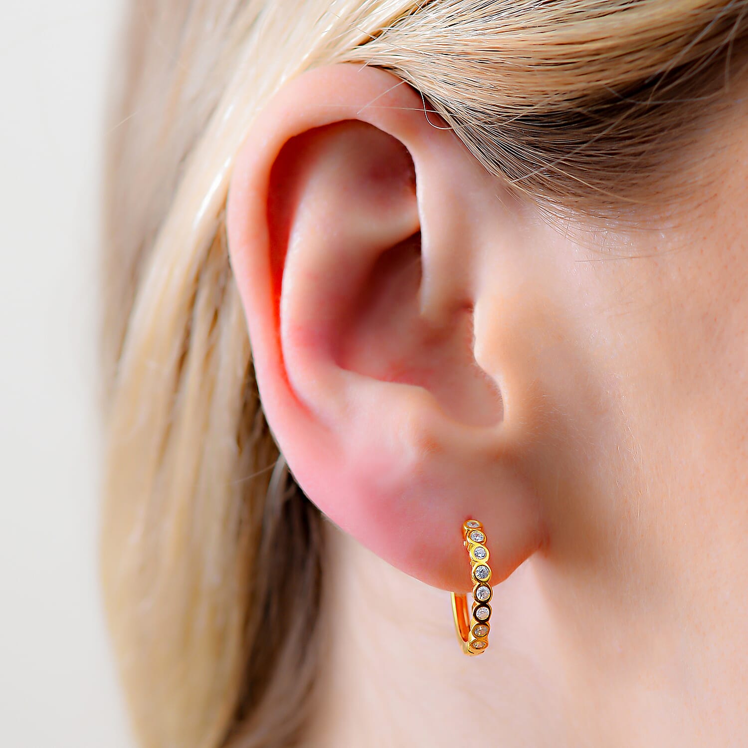 Set of Cuff, Dangle, Drop, Huggie Hoop Earrings for Women in Gold plated Sterling Silver - 4 Pairs