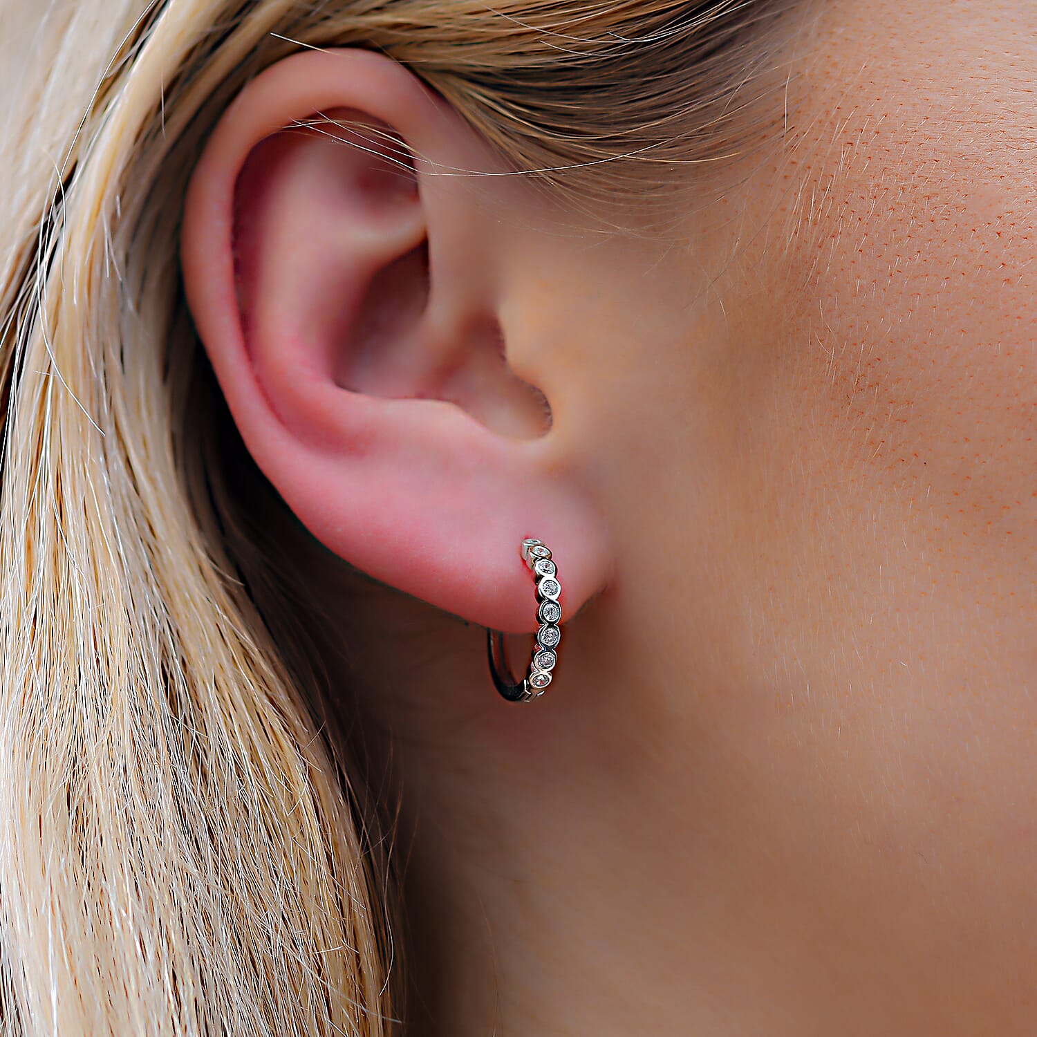 Set of Cuff, Dangle, Drop, Huggie Hoop Earrings for Women in Platinum plated Sterling Silver - 4 Pairs