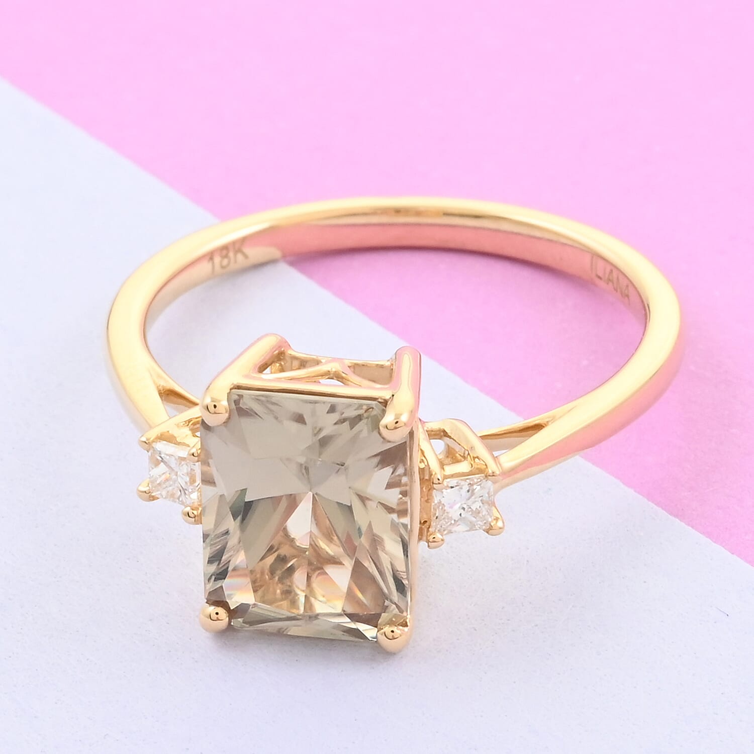 ILIANA 18K Yellow Gold AAA Turkizite and AGL Certified Diamond (SI-G-H) Ring 2.60 Ct.