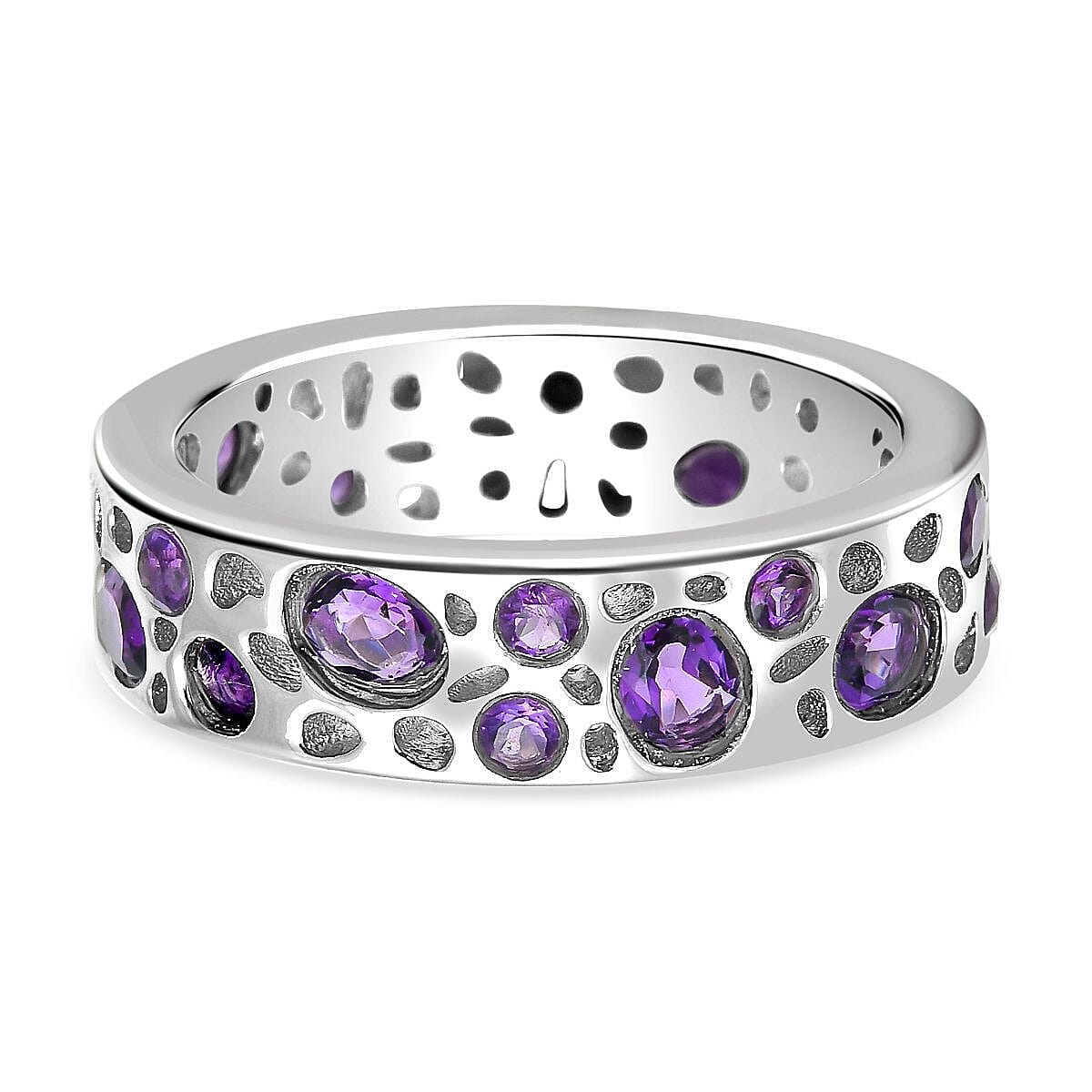 RACHEL GALLEY Amethyst Ring in Rhodium Overlay Sterling Silver 1.83 Ct.