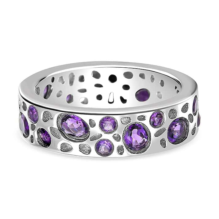 RACHEL GALLEY Amethyst Ring in Rhodium Overlay Sterling Silver 1.83 Ct.