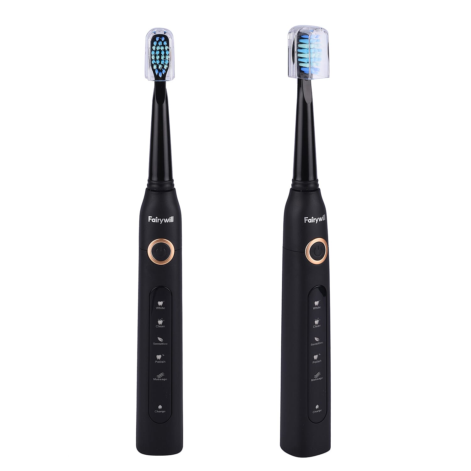 Sonic Electric Toothbrush with 4 Interchangeable Heads and USB Charging Cable (Size 23x3 Cm) - Black