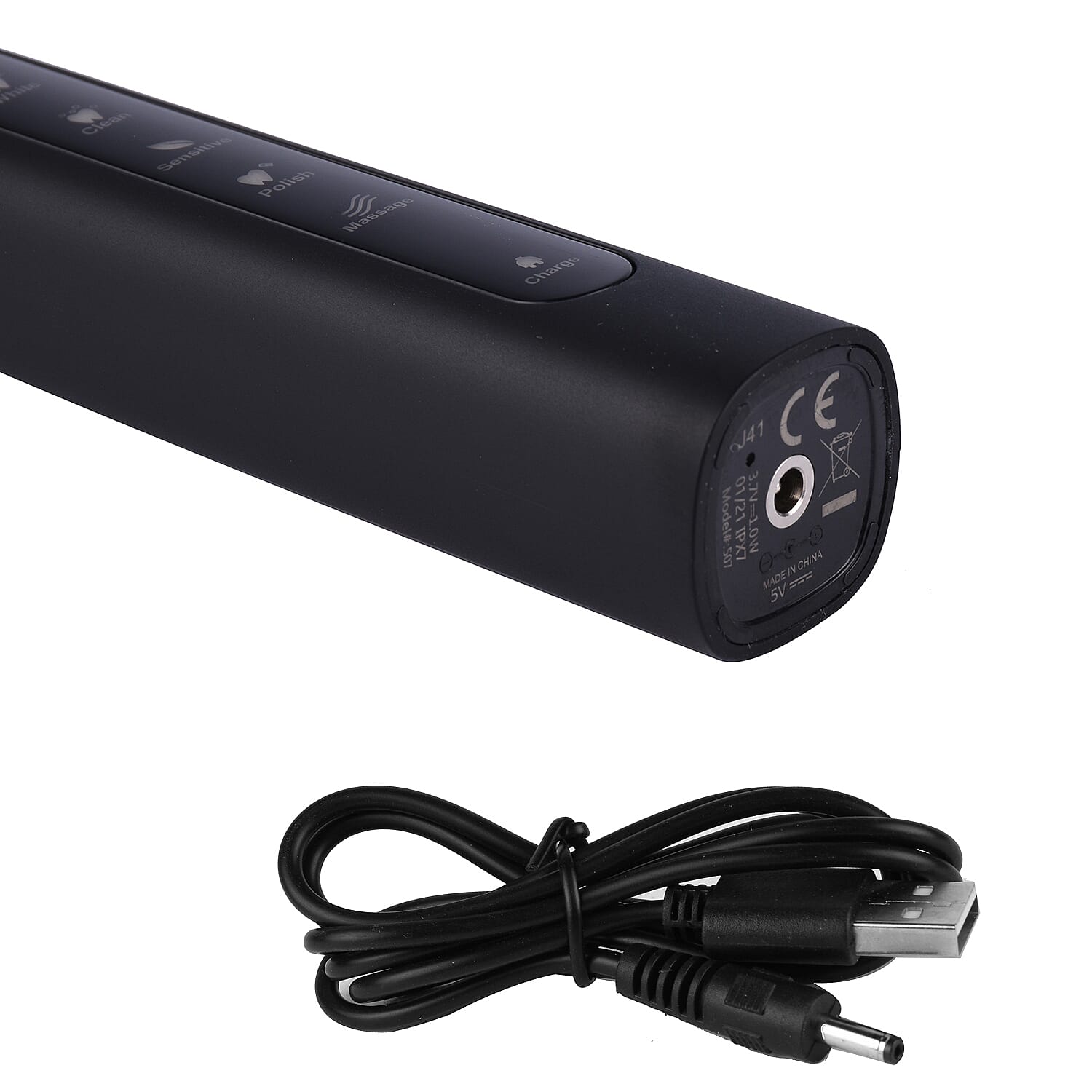 Sonic Electric Toothbrush with 4 Interchangeable Heads and USB Charging Cable (Size 23x3 Cm) - Black