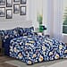 Set of 4 Digital Floral Printed Comforter Include 1 Comforter 1 Fitted Sheet and 2 Pillowcase - Navy