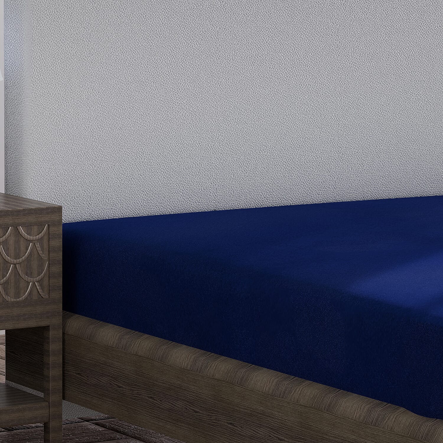 3 Piece Set - Floral Digital Printed Duvet Cover and Pillowcase - Navy