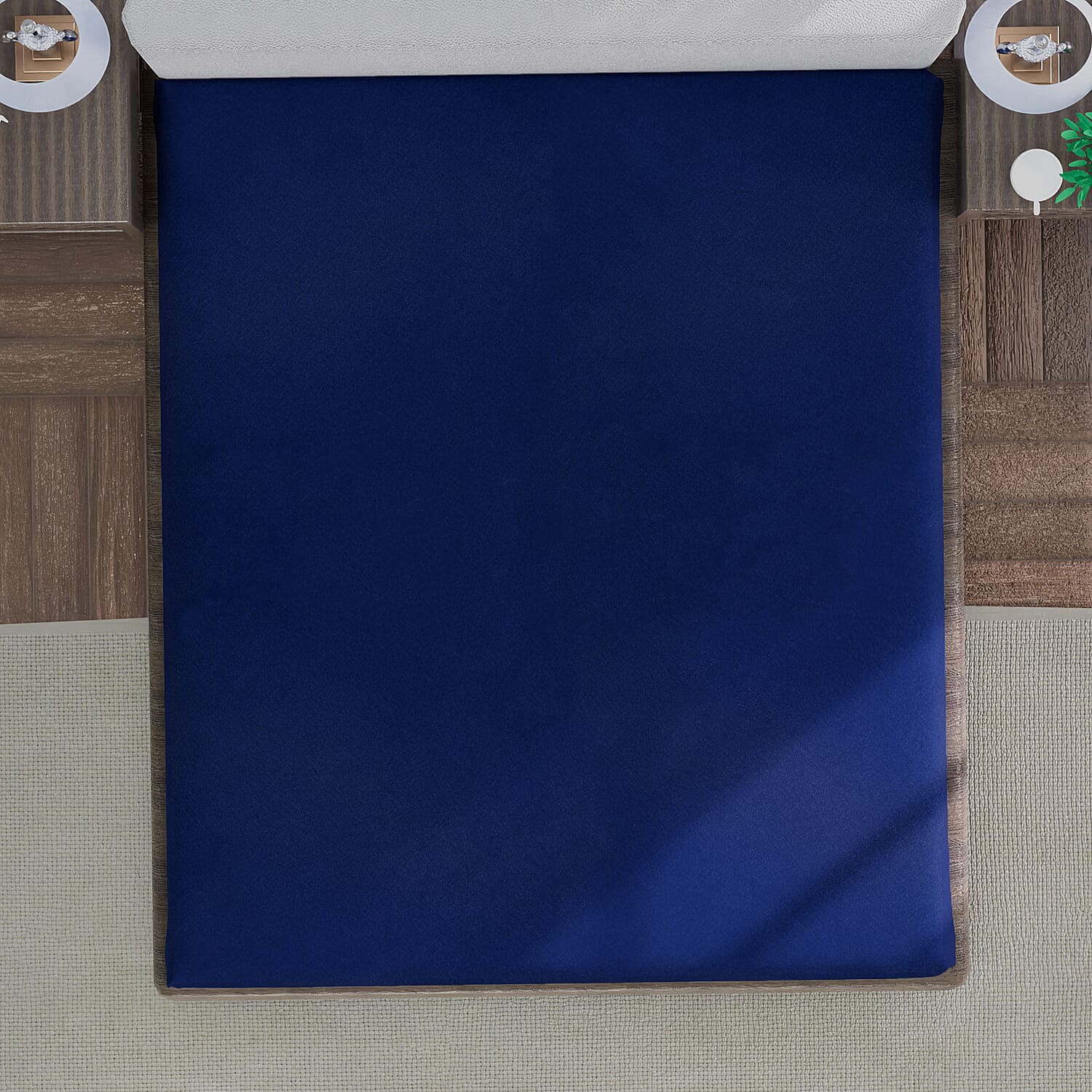 3 Piece Set - Floral Digital Printed Duvet Cover and Pillowcase - Navy