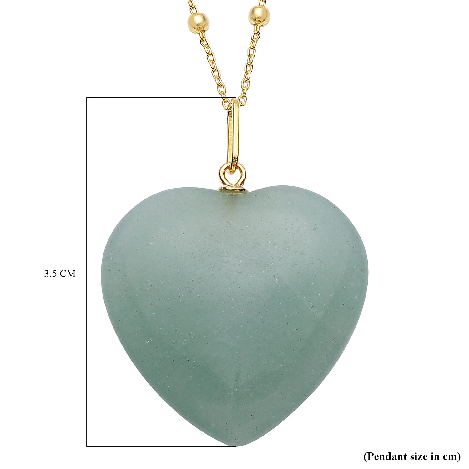 Green Aventurine Heart Pendant with Chain (Size 20) in Yellow Gold Overlay Sterling Silver