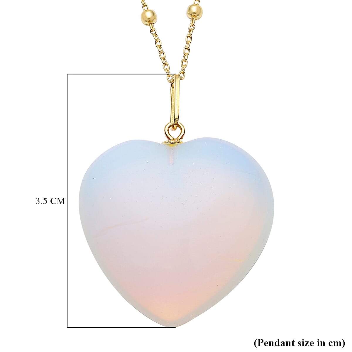 Opalite Heart Pendant with Chain (Size 20) in Yellow Gold Overlay Sterling Silver