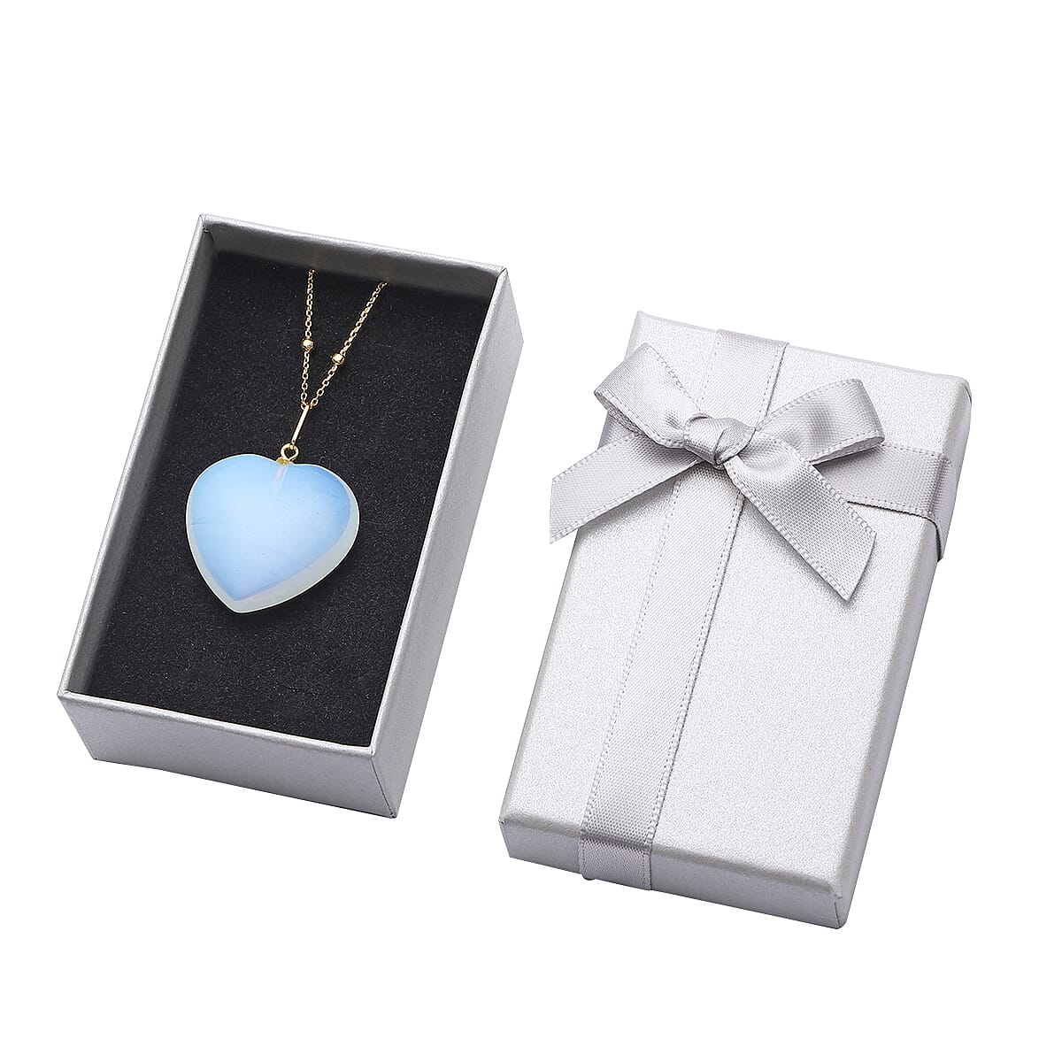 Opalite Heart Pendant with Chain (Size 20) in Yellow Gold Overlay Sterling Silver