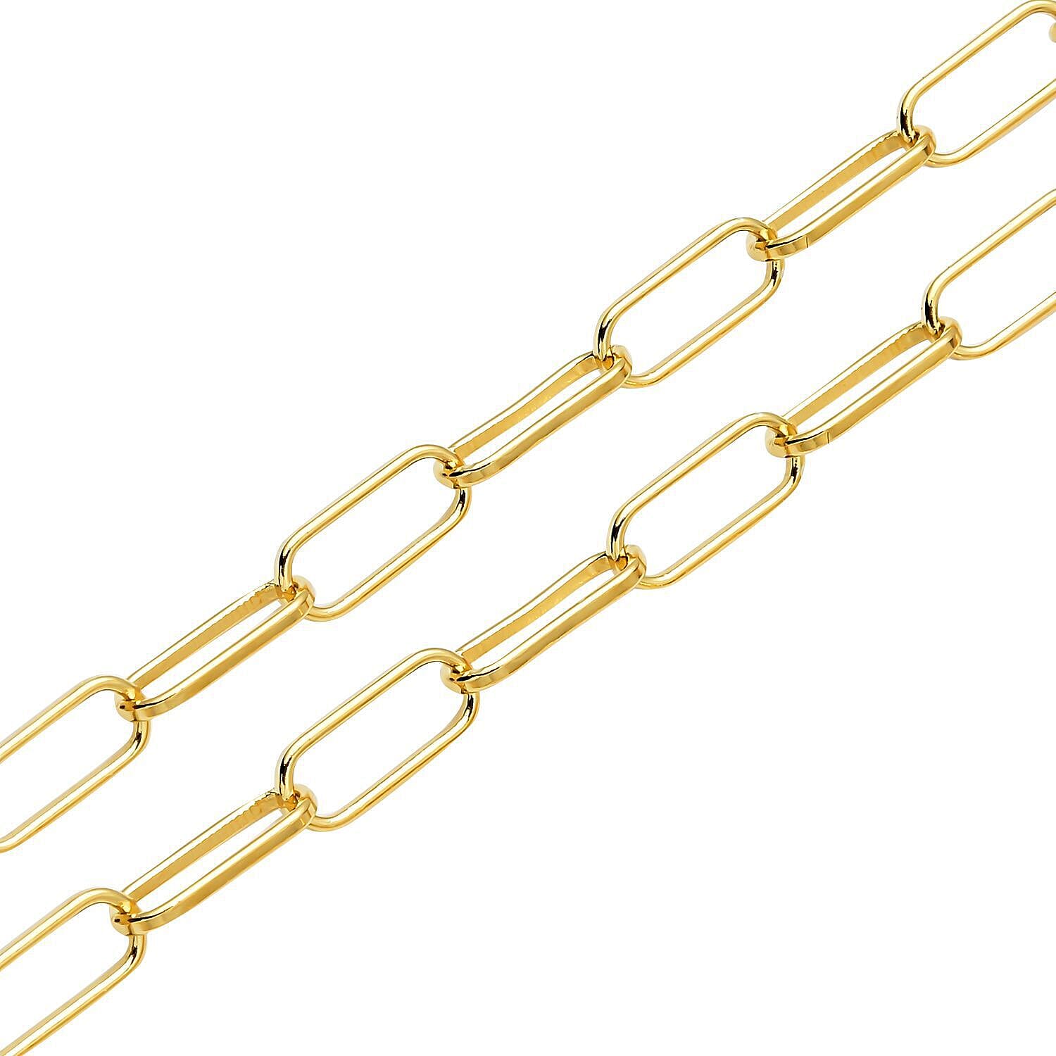 ELANZA Simulated Diamond Paperclip Necklace (Size - 18) in Yellow Gold Overlay Sterling Silver, Silver Wt 6.60 Gms.