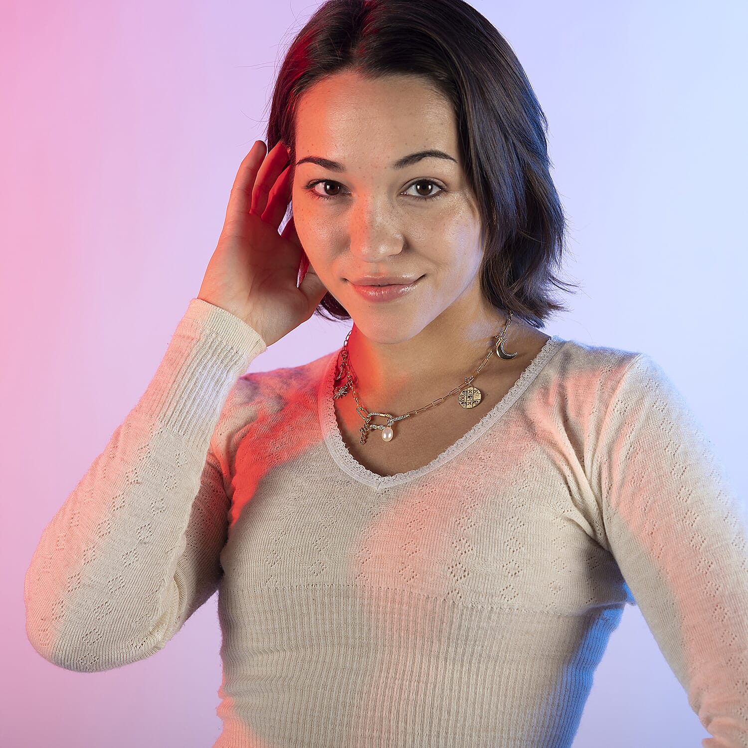 ELANZA Simulated Diamond Paperclip Necklace (Size - 18) in Yellow Gold Overlay Sterling Silver, Silver Wt 6.60 Gms.