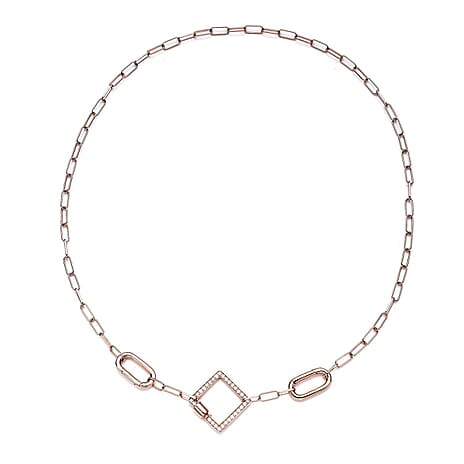 NY Closeout - Paperclip Necklace (Size - 18) in Platinum Overlay Sterling Silver