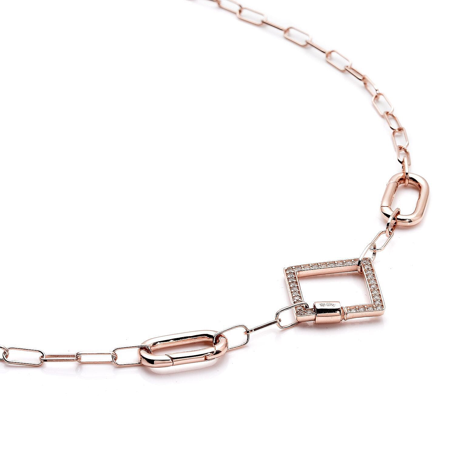 NY Closeout - Paperclip Necklace (Size - 18) in Platinum Overlay Sterling Silver