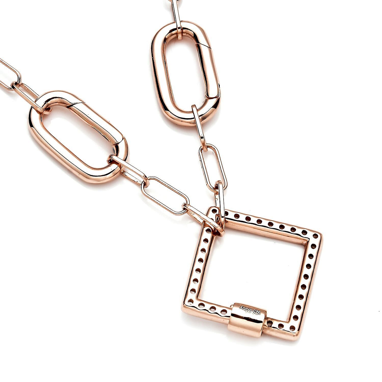 NY Closeout - Paperclip Necklace (Size - 18) in Platinum Overlay Sterling Silver