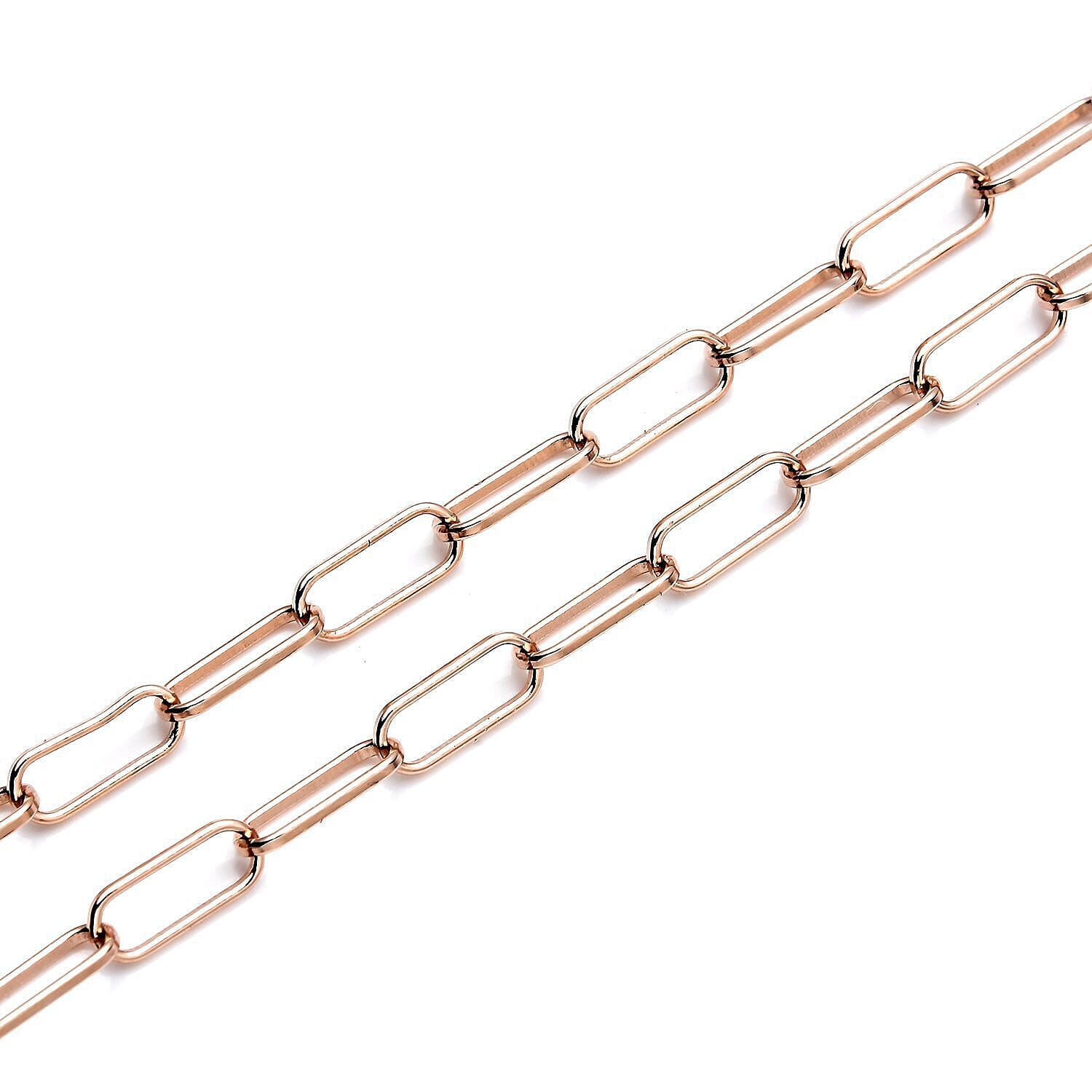 NY Closeout - Paperclip Necklace (Size - 18) in Platinum Overlay Sterling Silver