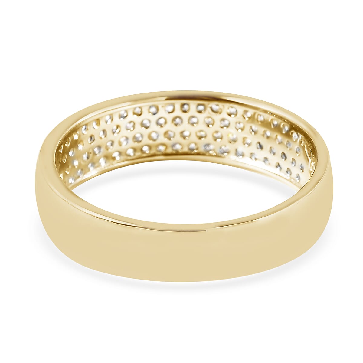 Moissanite Half Eternity Band Ring in Yellow Gold Overlay Sterling Silver