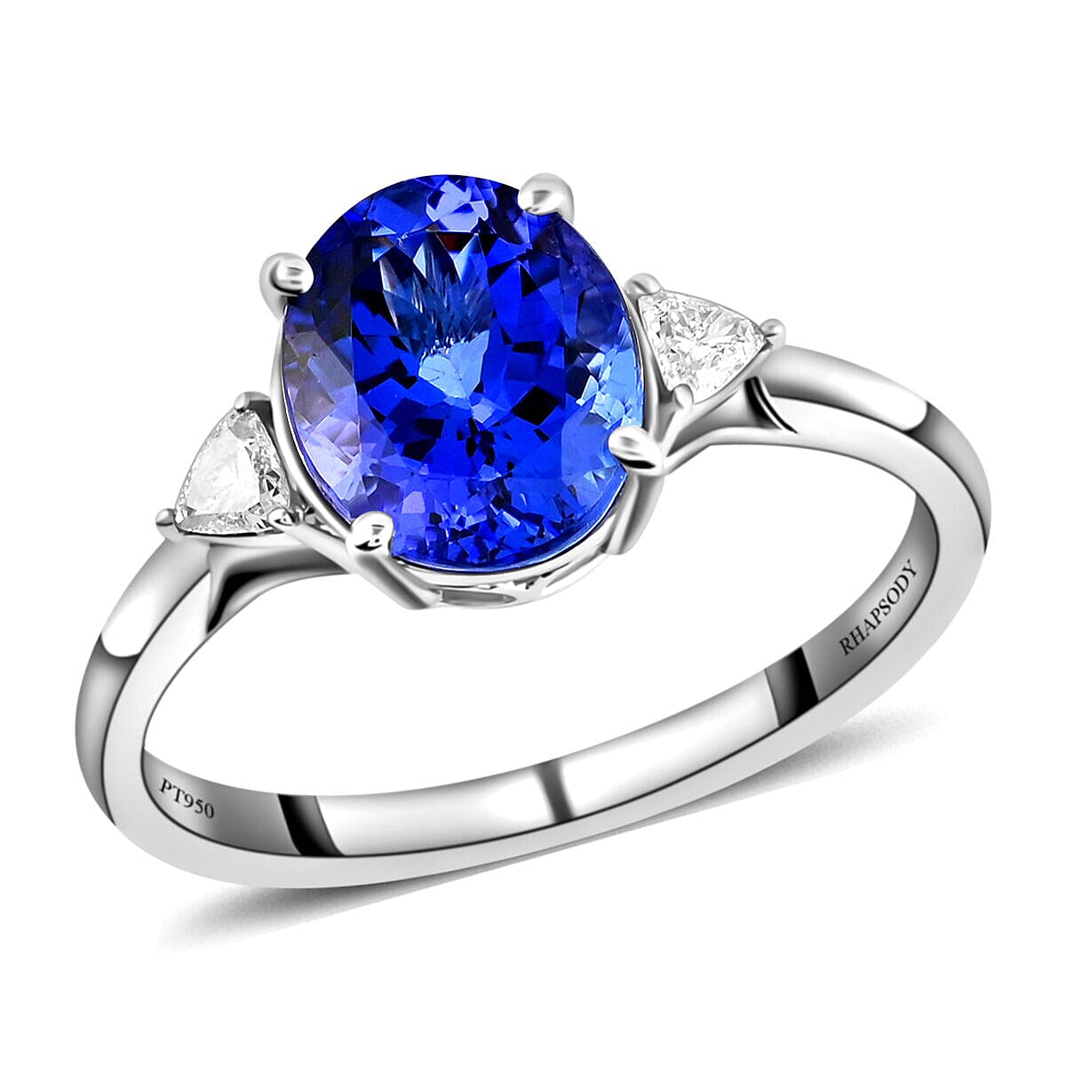 RHAPSODY 950 Platinum AAAA Tanzanite and Diamond (VS-E-F) Ring 3.30 Ct.