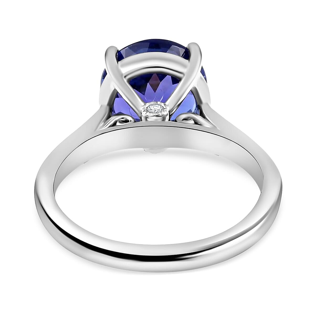 950 Platinum AAAA Tanzanite & White Diamond VS Solitaire Ring 5.00 Ct, Platinum Wt. 7.92 Gms