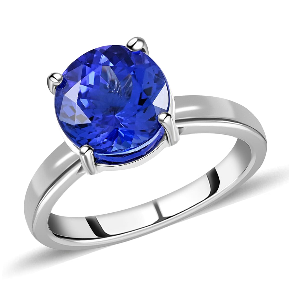 950 Platinum AAAA Tanzanite & White Diamond VS Solitaire Ring 5.00 Ct, Platinum Wt. 7.92 Gms