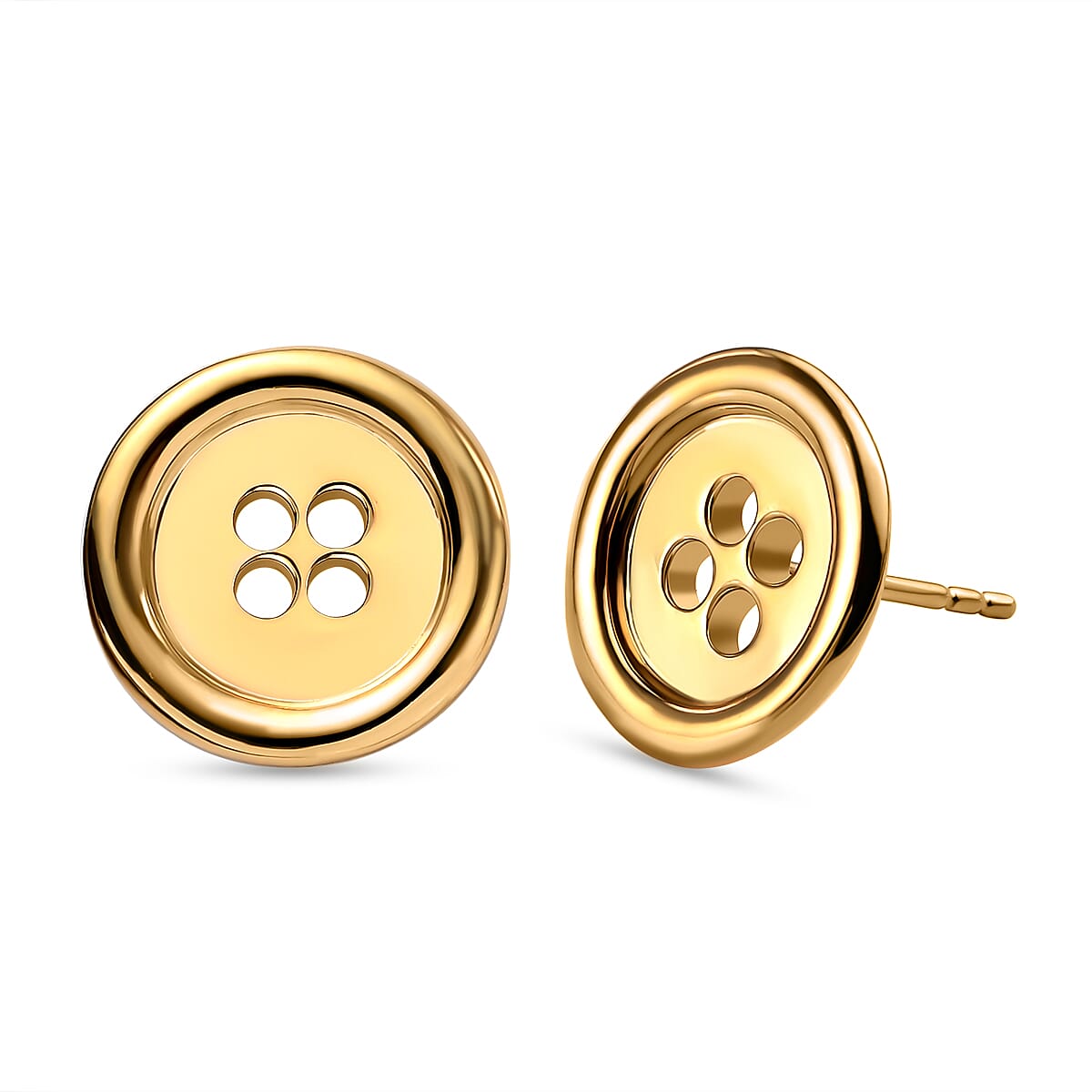 LucyQ Button Collection - 18K Vermeil Yellow Gold Overlay Sterling Silver Stud Earrings (With Push Back)