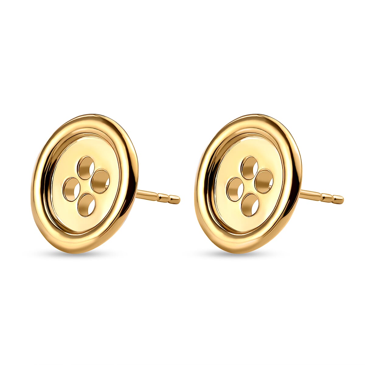 LucyQ Button Collection - 18K Vermeil Yellow Gold Overlay Sterling Silver Stud Earrings (With Push Back)