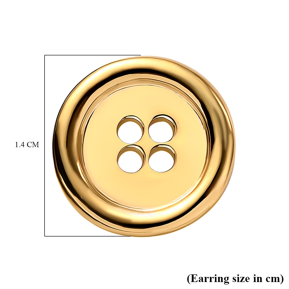 LucyQ Button Collection - 18K Vermeil Yellow Gold Overlay Sterling Silver Stud Earrings (With Push Back)