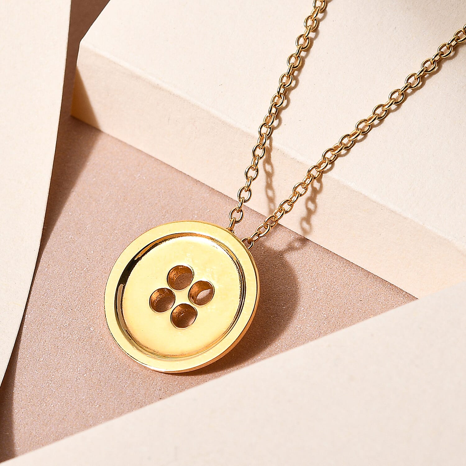 LucyQ Button Collection - 18K Vermeil Yellow Gold Plated Sterling Silver Necklace (Size 18)